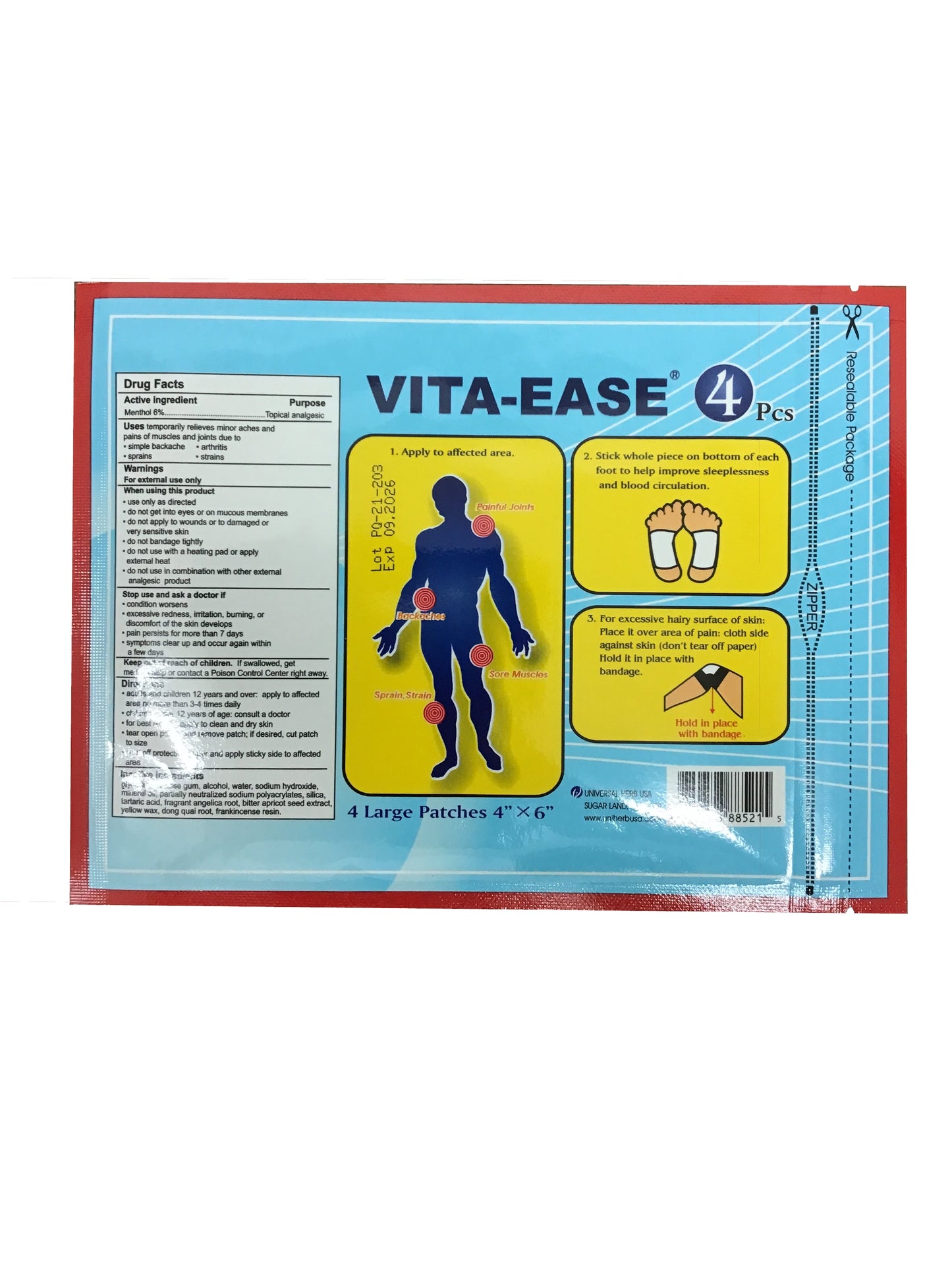 Vita-Ease 4Pcs External Pain Relieving Patch 遠紅外線草藥布